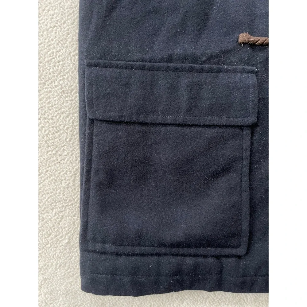 Tommy Hilfiger Duffle‎ Coat Mens Small Navy Blue Wool Blend Toggle Hooded Jacket